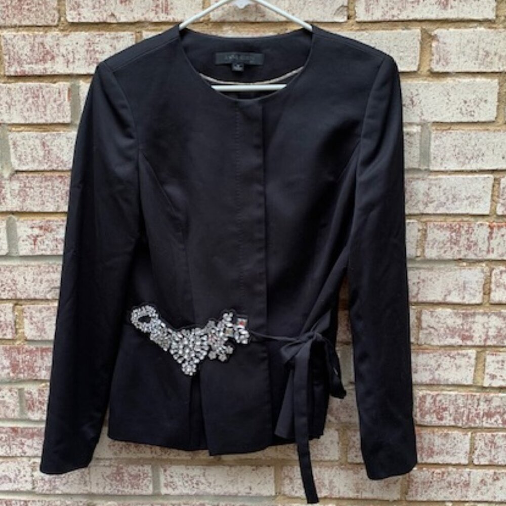 Anne Klein black jacket rhinestone design size 8